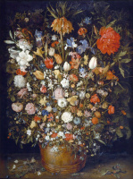 Картина: Jan Brueghel the Elder, Flowers in a Wooden Vessel