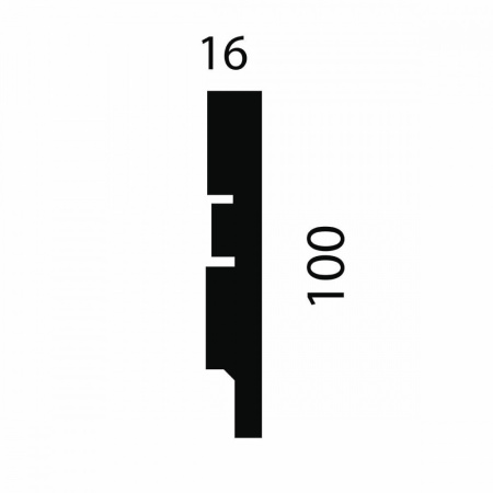 Плинтус AP75 под покраску, белый, 100x16x2400 мм, МДФ 