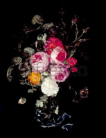 Картина: Christian Luycks, A Festoon of Roses hanging from a Blue Ribbon with Butterflies and Insects