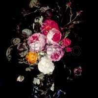 Картина: Christian Luycks, A Festoon of Roses hanging from a Blue Ribbon with Butterflies and Insects