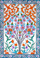 Фреска,  Восточный орнамент с цветами ,  арт. ID135659