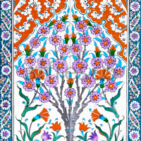 Фреска,  Восточный орнамент с цветами ,  арт. ID135659