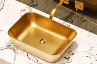 Раковина накладная ABBER Rechteck AC2200MMG золото матовое