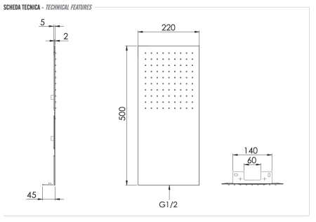 Верхний душ настенный 50x25 см Remer 350UFX 350UFX