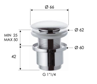 Донный клапан без перелива 1”1/4 Remer 904CC2114DO, золото глянцевое 904CC2114DO