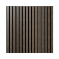 Акустическая стеновая панель, черный войлок, 600х600х21мм, рейки МДФ, шпон дуб маррон коричневый