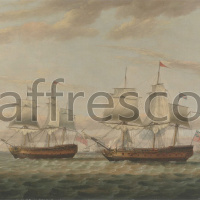 Картина: Thomas Luny, An Indiaman and a Two Decker Hove to Said to be Thomas Dumar