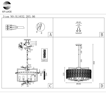Люстра подвесная ST Luce  MIRA SL1632.203.06