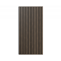 Акустическая стеновая панель, черный войлок, 1200х600х21мм, рейки МДФ, шпон дуб маррон коричневый