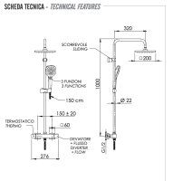 Душевая система термостатическая Remer Absolute ST32X8CPSD25 ST32X8CPSD25
