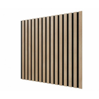 Акустические стеновые панели, 600х600 мм, войлок, рейки МДФ, ясень тирамису