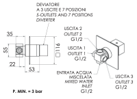Дивертер на 3 выхода и 7 положений Remer Qubika Q93DEV7 Q93DEV7