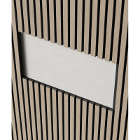 Акустическая стеновая панель, черный войлок, 1200х600х21мм, рейки МДФ, шпон дуб латте бежевый