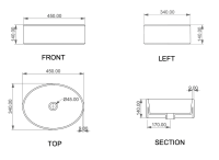 Раковина накладная 45х34 см GSG Ceramic Design Like LKLAVFSBF45001, белый матовый LKLAVFSBF45001