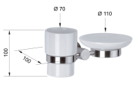 Стакан с мыльницей Remer Minimal INOX Mi17INOXCR, нержавеющая сталь Mi17INOXCR