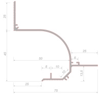 Профиль алюминиевый теневой под покраску с подсветкой Decaro D006 2000×75×70