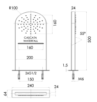 Верхний душ настенный 50x20 см Remer INOX SS350MMCAX SS350MMCAX