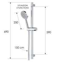 Душевая стойка с ручным душем и шлангом Remer 315R318MP 315R318MP