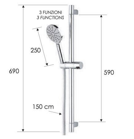 Душевая стойка с ручным душем и шлангом Remer 315R318MP 315R318MP