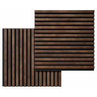 Акустические стеновые панели, черный войлок, 600х600х19мм, рейки МДФ дуб Барон темный