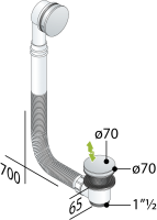 Слив-перелив click-clack для ванны OMP Tea 2868.660.6XD, белый матовый 2868.660.6XD