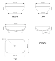 Раковина накладная биколор 60x42 см GSG Ceramic Design Easy EALAVRE60BI000/032, White/Cipria Matt EALAVRE60BI000/032