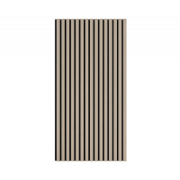 Акустическая стеновая панель, черный войлок, 1200х600х21мм, рейки МДФ, шпон дуб латте бежевый