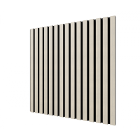 Акустическая стеновая панель, черный войлок, 600х600х21мм, рейки МДФ, шпон дуб клэр светлый