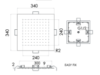 Верхний душ потолочный 34 см Remer 357EFS34DO, золото глянцевое 357EFS34DO