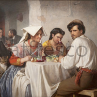 Картина: Карл Блох, В римской остерии