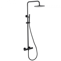 Душевая стойка ABBER Wasser Kreis AF8160BL с термостатом без излива, черная матовая