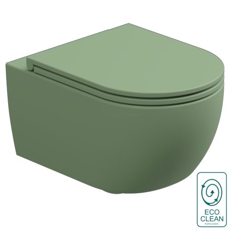 Чаша подвесного унитаза со смывом Eco Clean (торнадо) GSG Ceramic Design Like LKWCSOEC031, Salvia Matt LKWCSOEC031