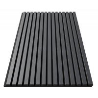 Акустическая стеновая панель, черный войлок, 1200х600х21мм, рейки МДФ, шпон дуб антрацит темно-серый