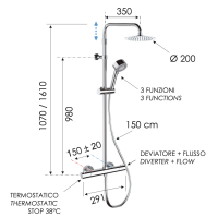Душевая система термостатическая Remer EQ32AUFM20 EQ32AUFM20