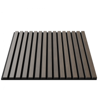 Акустическая стеновая панель, черный войлок, 600х600х21мм, рейки МДФ, шпон дуб маррон коричневый