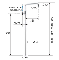 Душевая колонна телескопическая Remer 330A7DCESDEVBG, золото брашированное 330A7DCESDEVBG