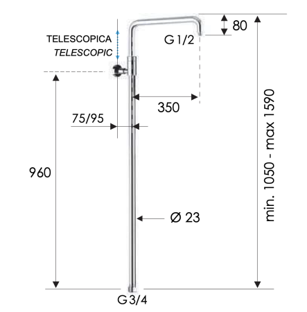 Душевая колонна телескопическая Remer 330A7DCESDEVNO, черный матовый 330A7DCESDEVNO