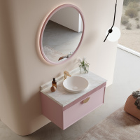 Зеркало ORKA Molino 90x90 c LED подсветкой, розовый матовый