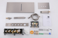 Душевая система ABBER Rund AF8753SP скрытого монтажа с изливом, термостат, сатин