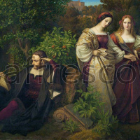 Картина: Карл Фердинанд Зон, Торквато Тассо и две Леоноры