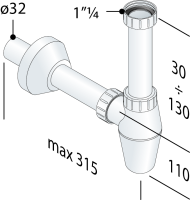 Cифон 1"1/4 OMP Tea 217.444.5 217.444.5