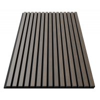 Акустическая стеновая панель, черный войлок, 1200х600х21мм, рейки МДФ, шпон дуб маррон коричневый