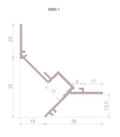 Профиль алюминиевый теневой под покраску с подсветкой Decaro D005 2000×50×55