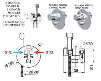 Гигиенический душ с термостатическим смесителем Remer Elegance NT60W NT60W