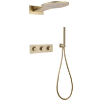 Душевая система ABBER Wasser Kreis AF8151G скрытого монтажа без излива, термостат, золото матовое