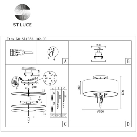 Люстра потолочная ST Luce Nettuno SL1353.102.03