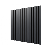 Акустическая стеновая панель, черный войлок, 600х600х21мм, рейки МДФ, шпон дуб антрацит темно-серый