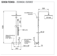 Душевая система термостатическая Remer Elegance EQ32X7MMM30DO, золото глянцевое EQ32X7MMM30DO