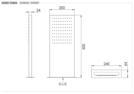 Верхний душ настенный 50x20 см Remer 350SSX 350SSX