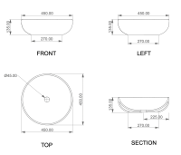 Раковина накладная биколор 45 см GSG Ceramic Design Easy EALAVRO45BI000/027, White/Denim Matt EALAVRO45BI000/027